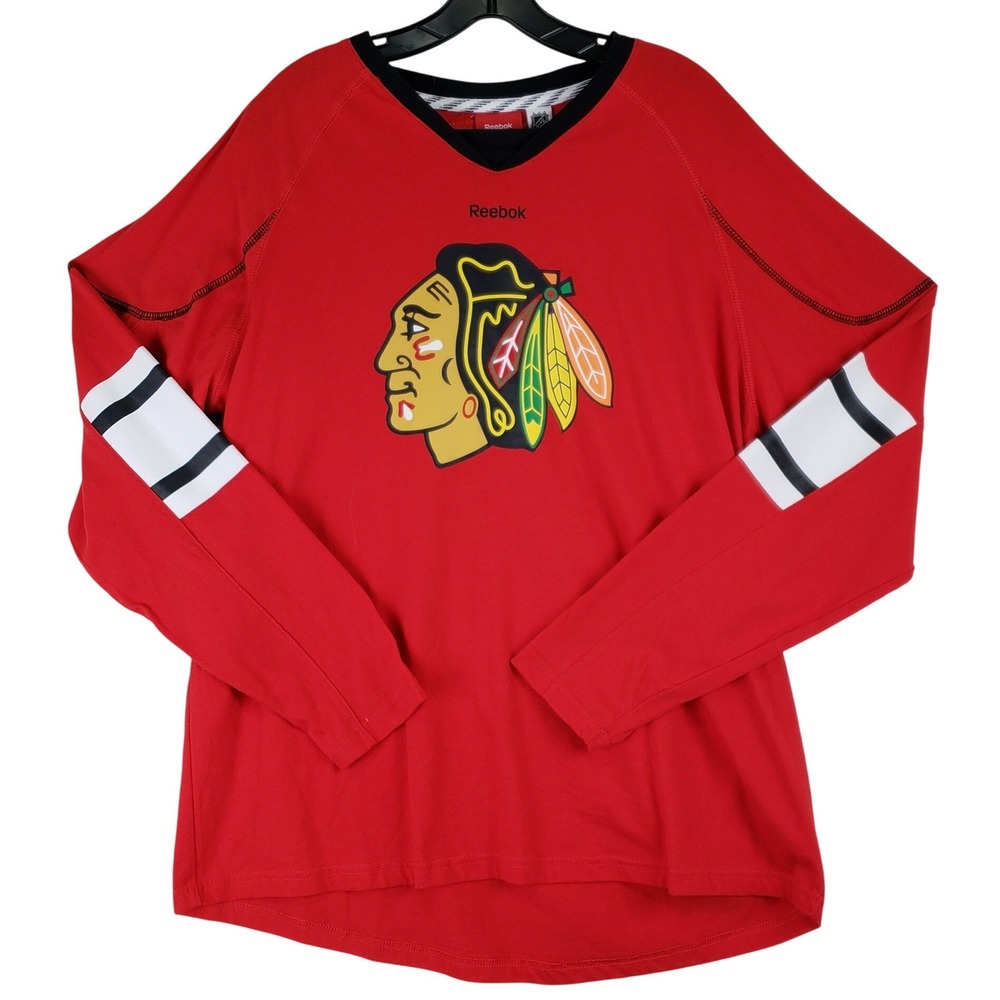Chicago Blackhawks Reebok T-Shirt Mens XL Red NHL Hockey‎ Sportswear Fan Gear